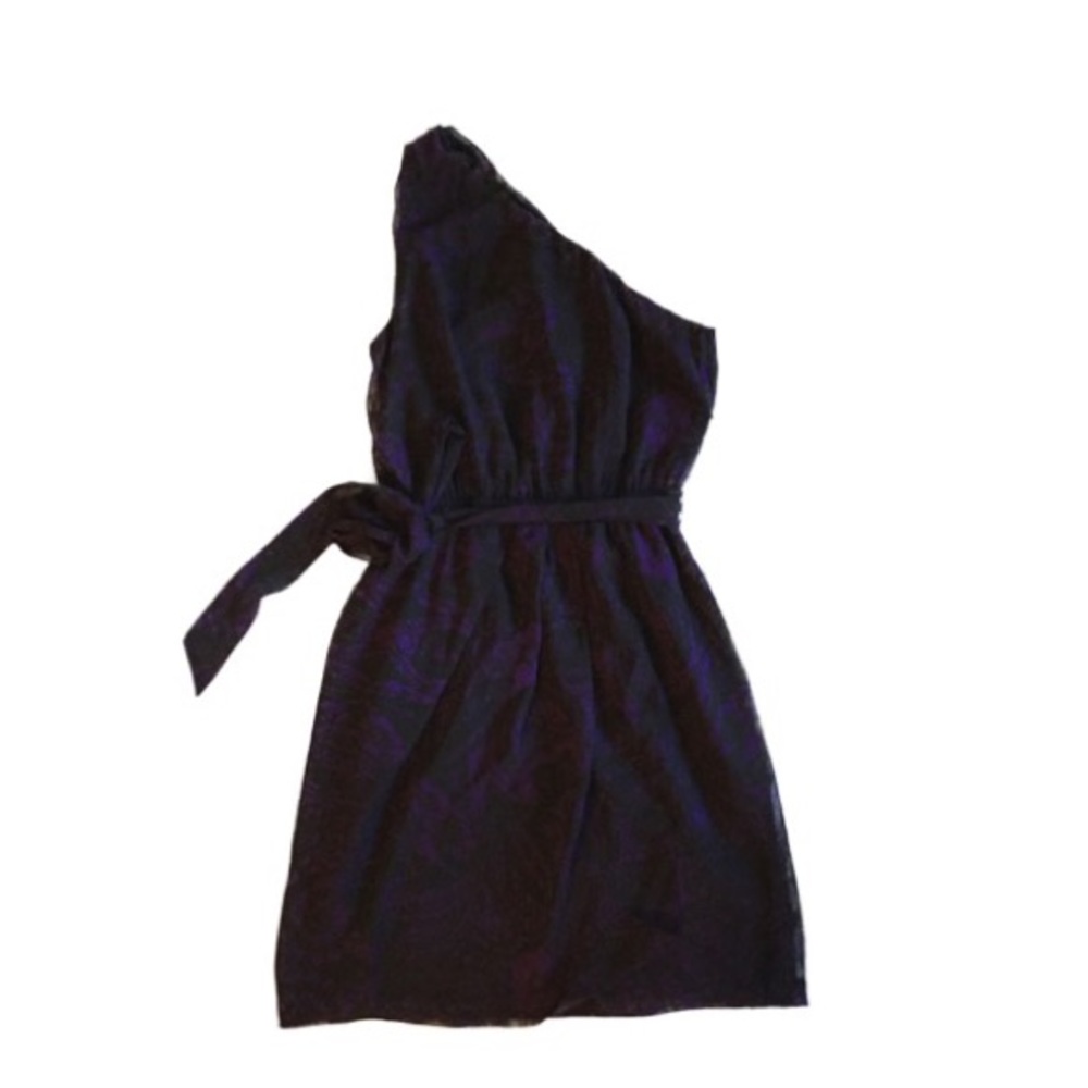 Express one shoulder purple small dress with tie